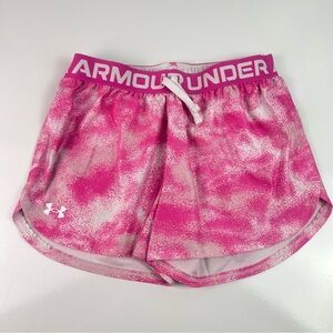Under Armour Girls Youth Large Pink Print Athletic Shorts